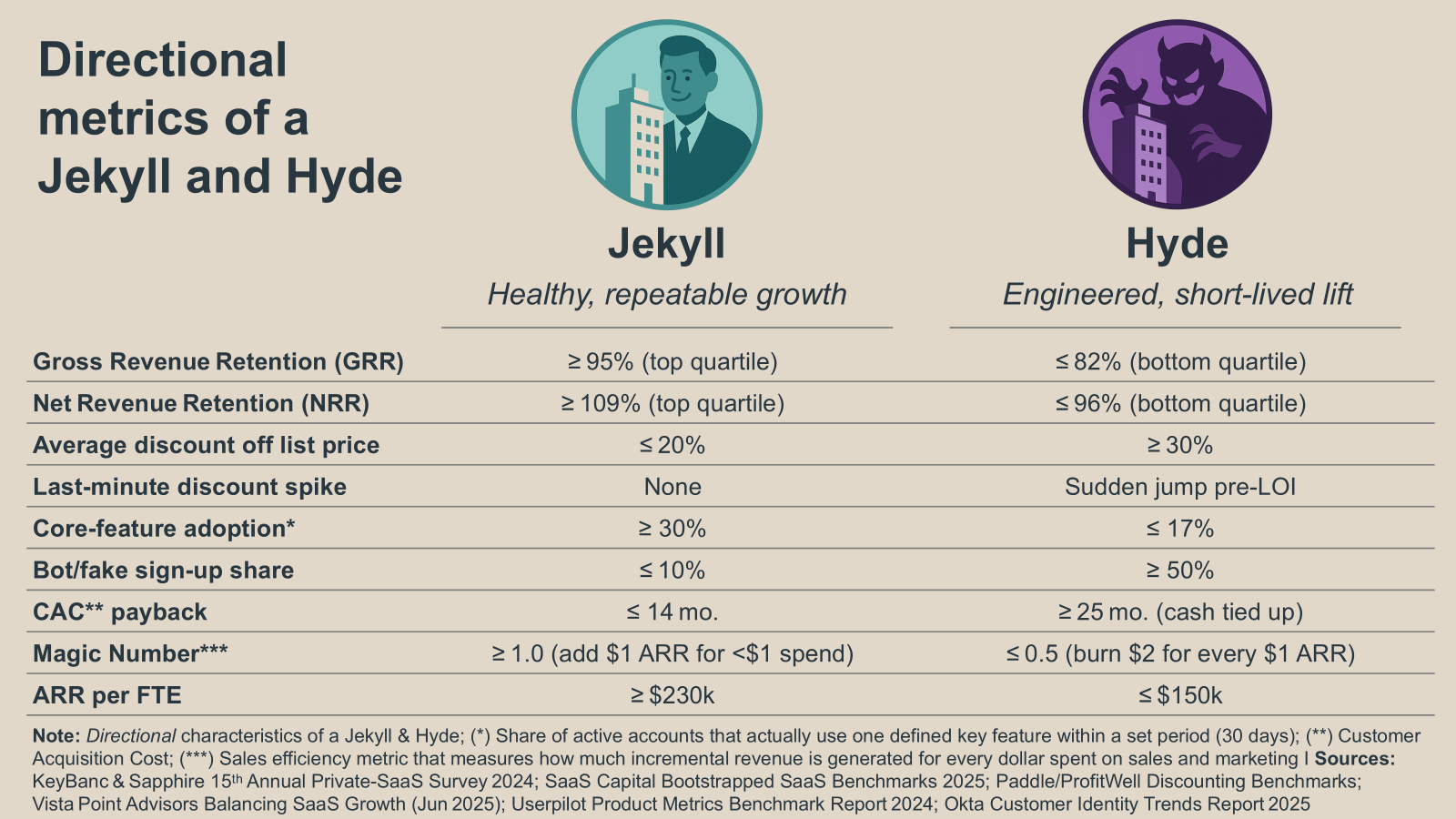 Directional metrics of a Jekyll and Hyde